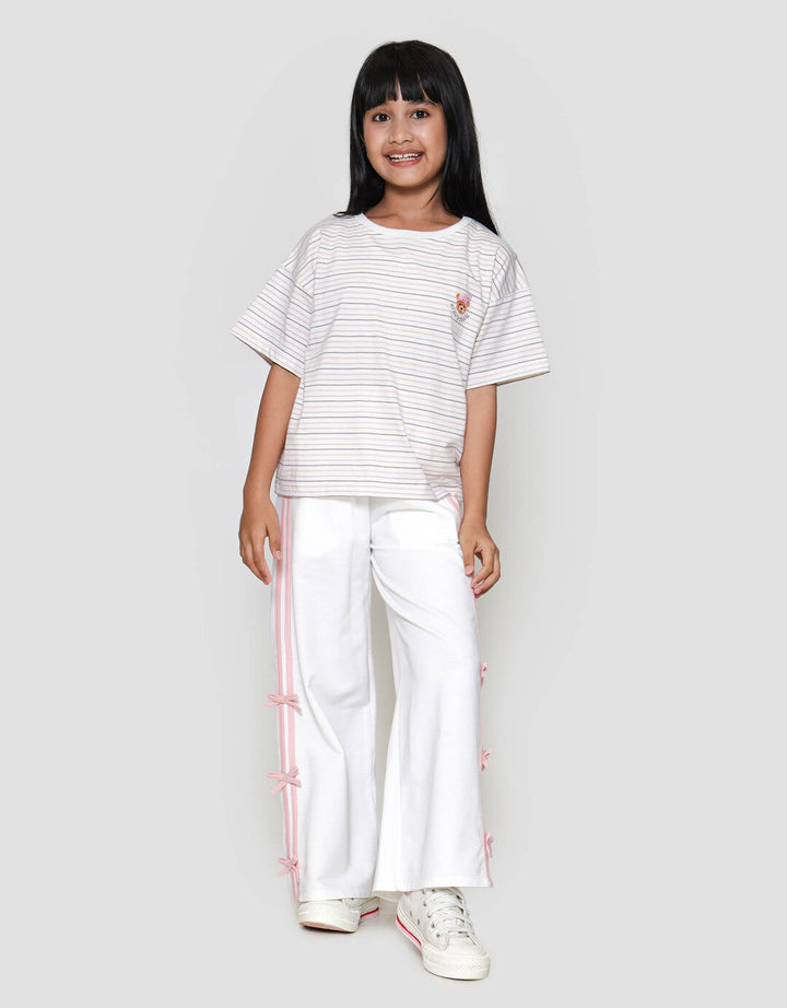 Nevada Boxy Stripe With Embro Kaos Anak Perempuan
