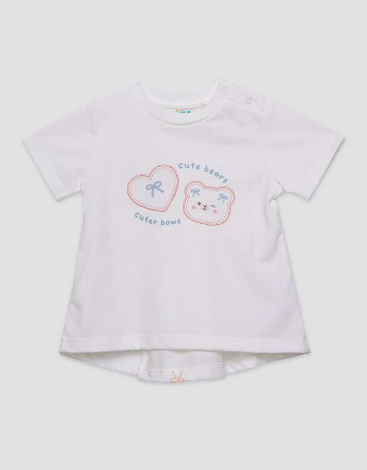 Little M Embro Bear With Back Layer Kaos Anak Perempuan