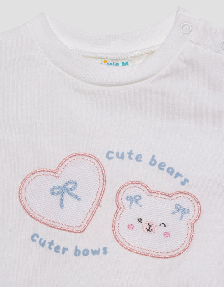 Little M Embro Bear With Back Layer Kaos Anak Perempuan