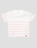Little M Stripe Patch Bear Kaos Lengan Pendek Anak Perempuan