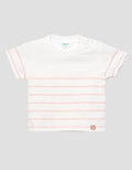 Little M Stripe Patch Bear Kaos Lengan Pendek Anak Perempuan
