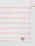 Little M Stripe Patch Bear Kaos Lengan Pendek Anak Perempuan