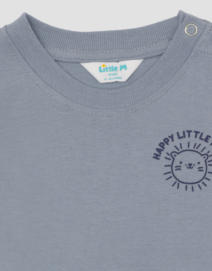 Little M Print Logo Lion Pakaian  Set Anak Laki-laki