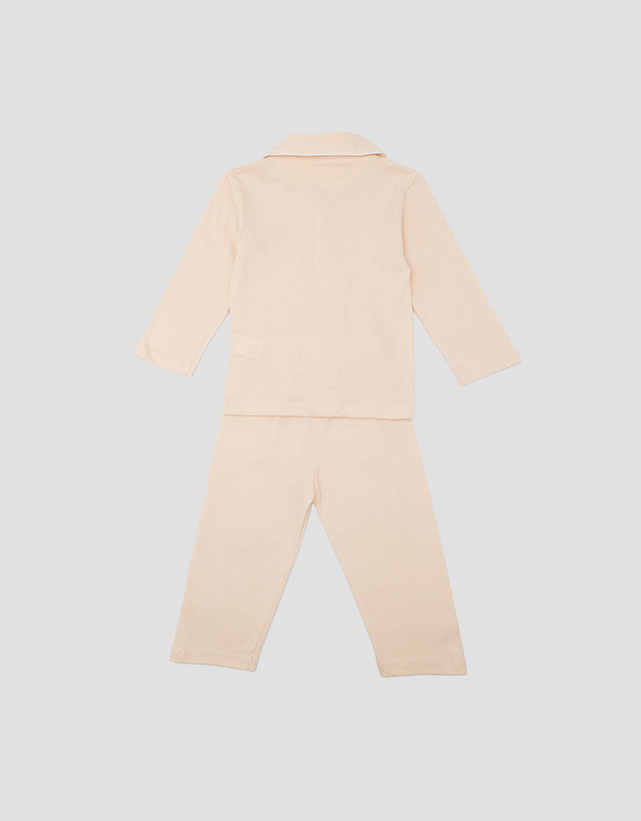 Little M Kerah Polos Logo Bear Piyama Anak Perempuan