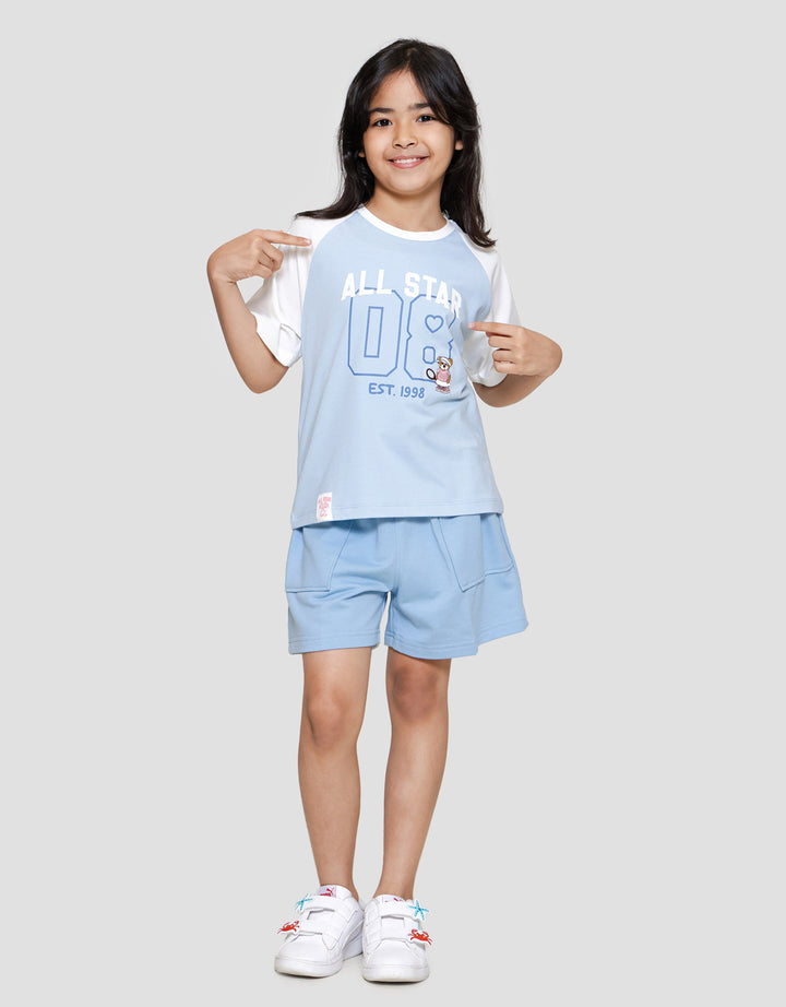 Nevada Raglan Bear Kaos Lengan Pendek Anak Perempuan