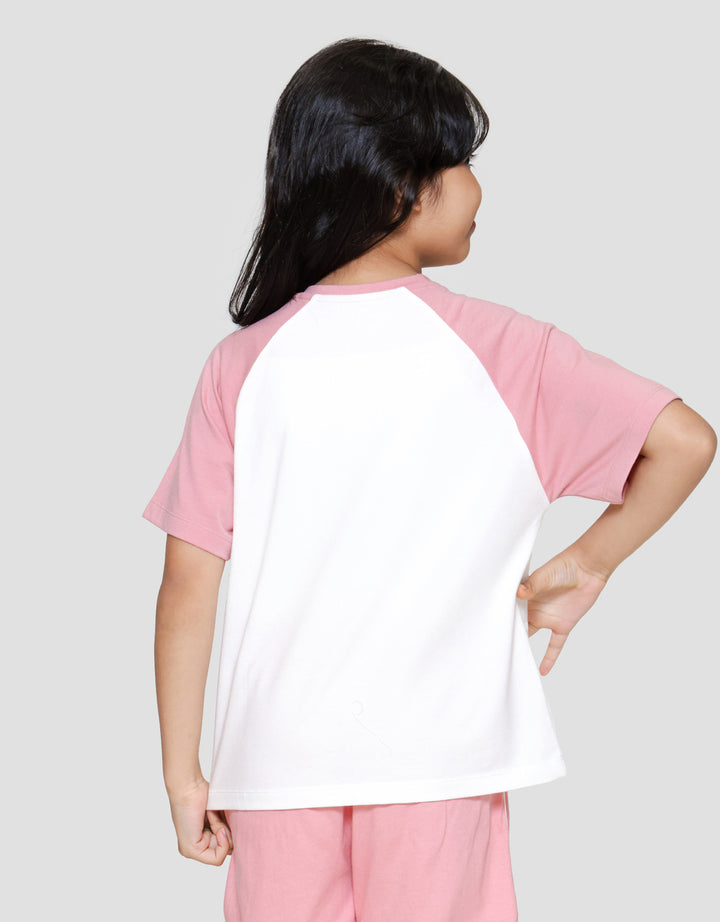 Nevada Baby Tee Raglan Bear Kaos Lengan Pendek Anak Perempuan