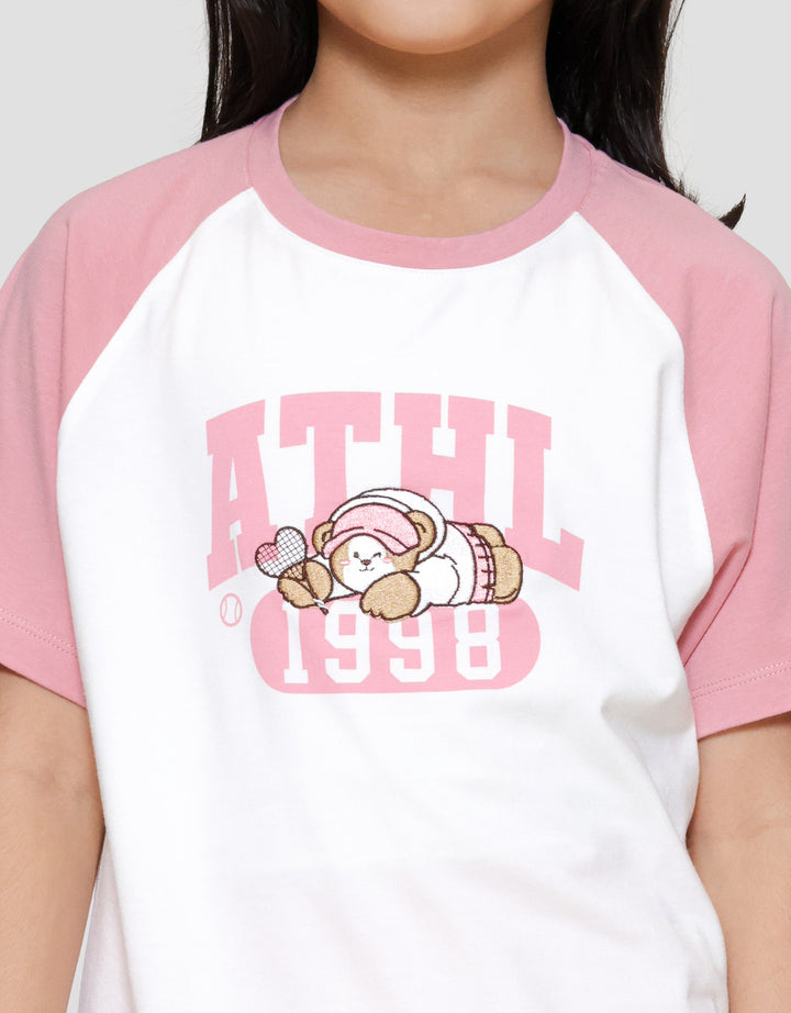 Nevada Baby Tee Raglan Bear Kaos Lengan Pendek Anak Perempuan