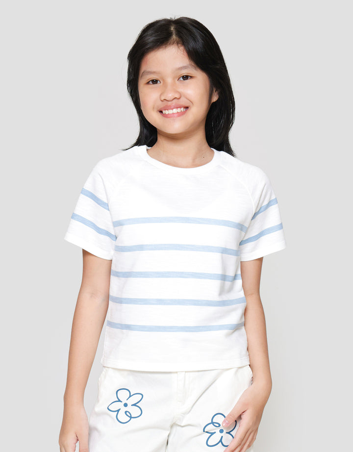 Nevada Raglan Slub Salur Kaos Anak Perempuan