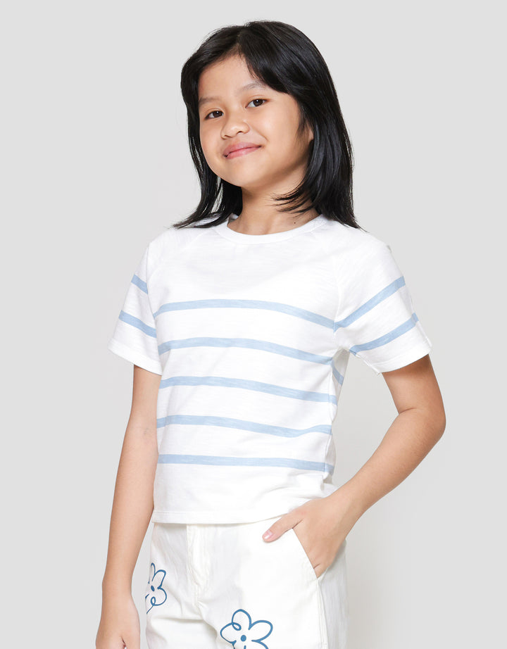 Nevada Raglan Slub Salur Kaos Anak Perempuan