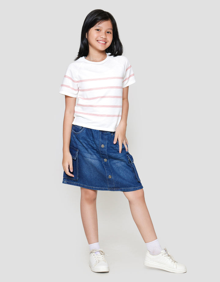 Nevada Raglan Slub Salur Kaos Anak Perempuan