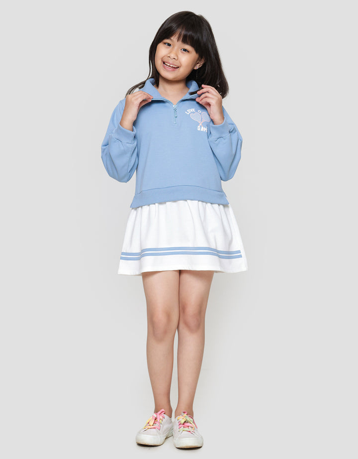 Nevada Zipper Geber Sporty Midi Dress Anak Perempuan