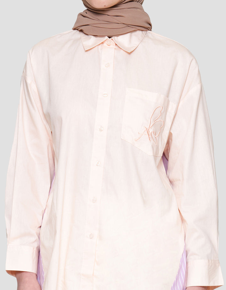 Annisa Stripe Combo Soft Cotton Kemeja Wanita