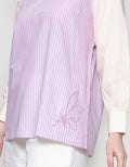 Annisa Stripe Combo Soft Cotton Blouse Wanita