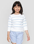 Little M Rib Stripe Kaos Anak Perempuan