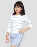 Little M Rib Stripe Kaos Anak Perempuan