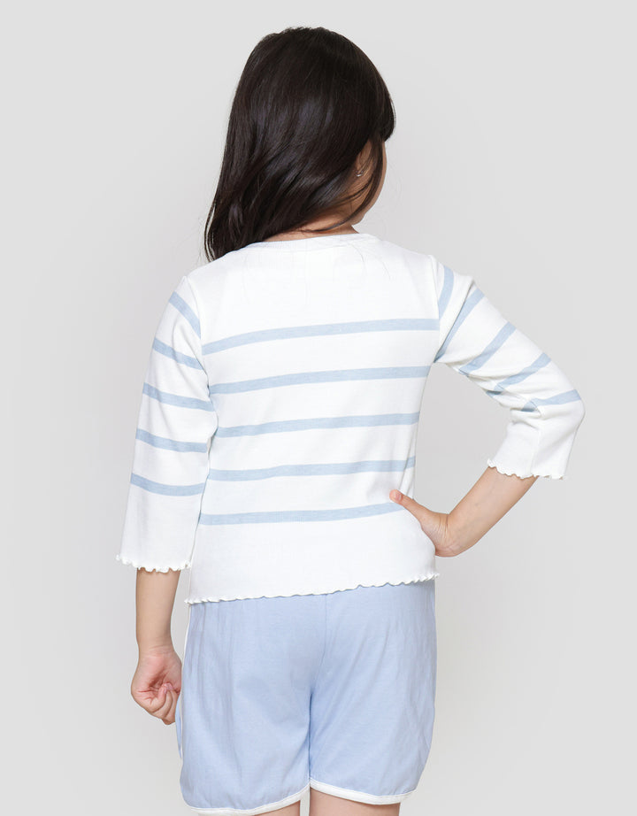 Little M Rib Stripe Kaos Anak Perempuan