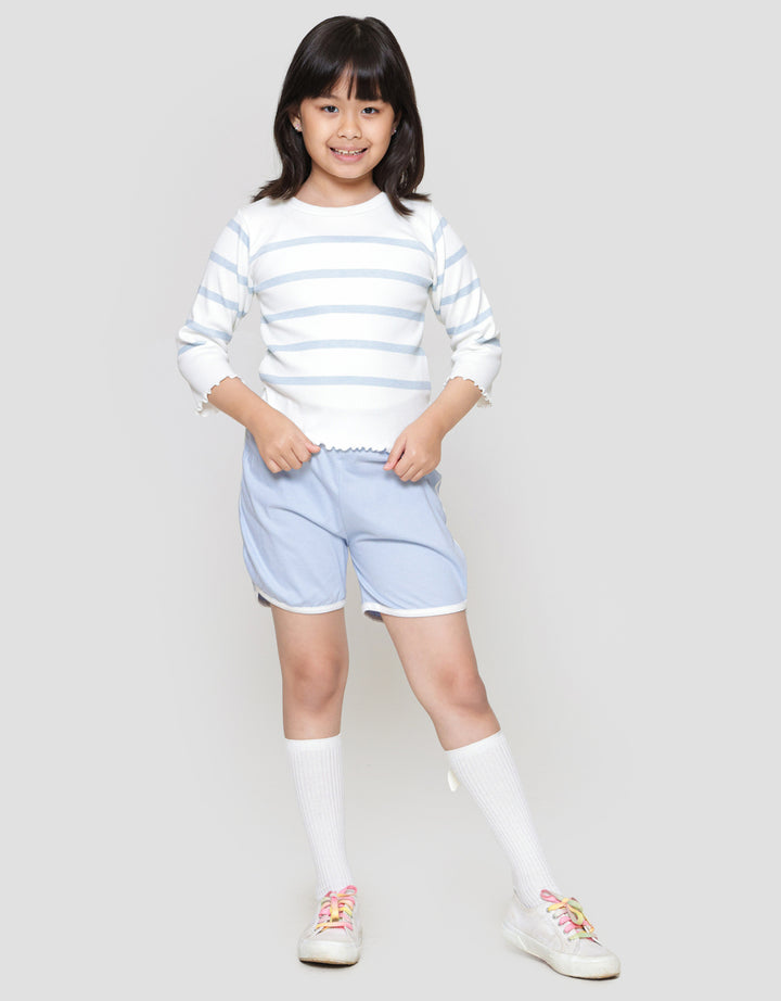 Little M Rib Stripe Kaos Anak Perempuan