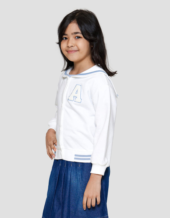 Little M Kerah Sailor Bordir Chenile Jaket Anak Perempuan