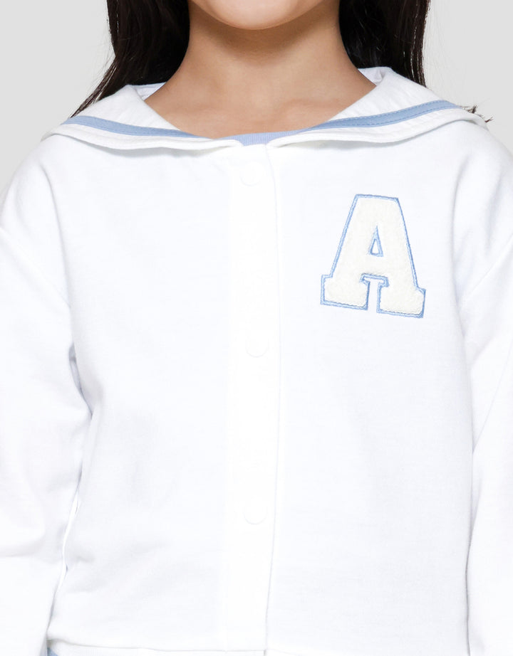 Little M Kerah Sailor Bordir Chenile Jaket Anak Perempuan