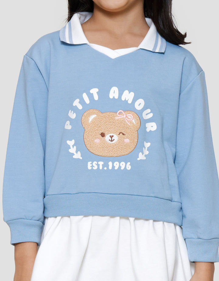 Little M Aplikasi Bear Petit Amour Midi Dress Anak Perempuan