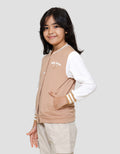 Little M Bordir Pita With Back Print Jaket Varsity Anak Perempuan