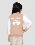 Little M Bordir Pita With Back Print Jaket Varsity Anak Perempuan