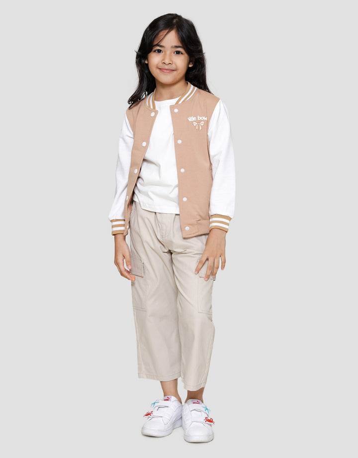 Little M Bordir Pita With Back Print Jaket Varsity Anak Perempuan