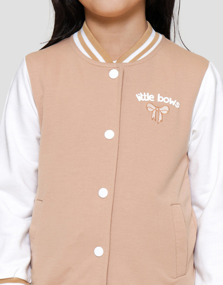 Little M Bordir Pita With Back Print Jaket Varsity Anak Perempuan