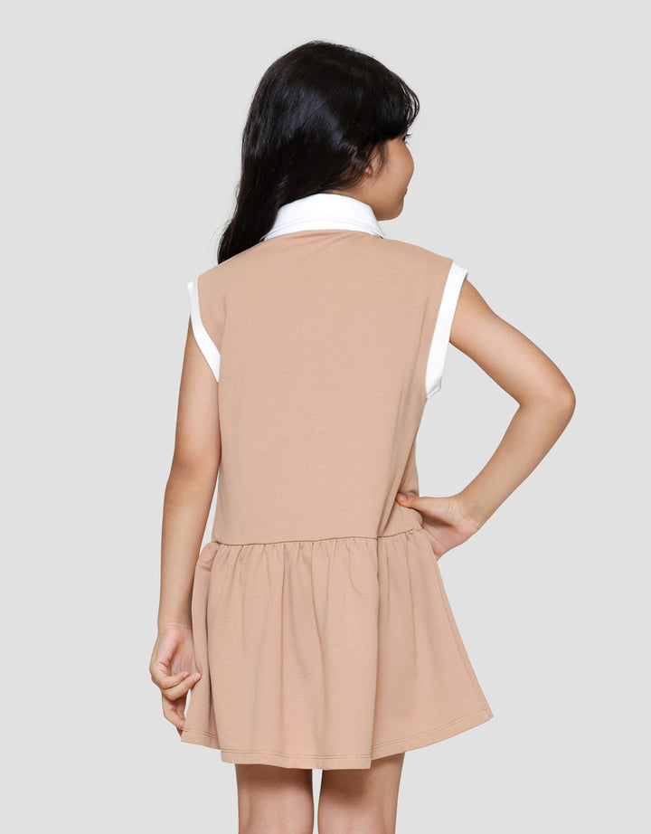 Little M Zipper Aplikasi Bear Midi Dress Anak Perempuan