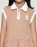 Little M Zipper Aplikasi Bear Midi Dress Anak Perempuan