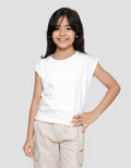 Little M Enzyme Serut Pinggir Polos Kaos Anak Perempuan