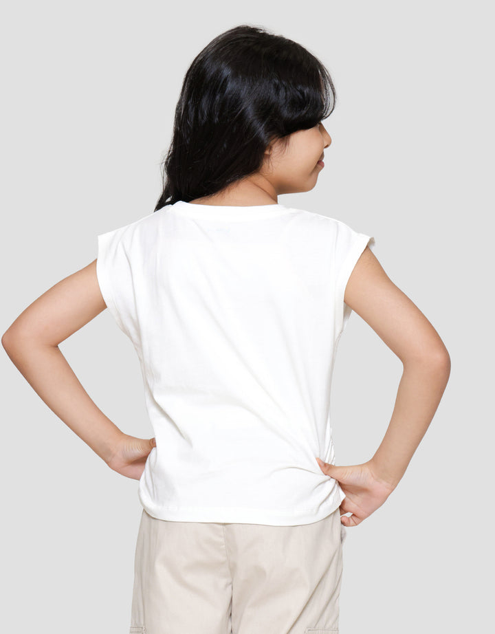 Little M Enzyme Serut Pinggir Polos Kaos Anak Perempuan