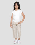 Little M Enzyme Serut Pinggir Polos Kaos Anak Perempuan