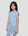 Little M Enzyme Serut Pinggir Polos Kaos Anak Perempuan