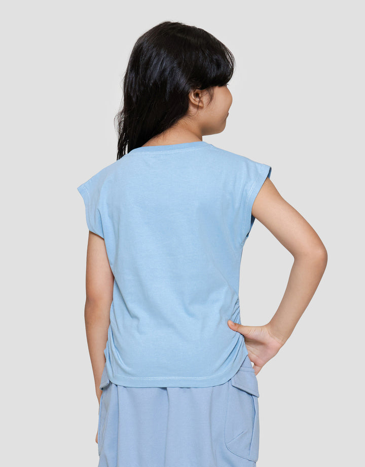 Little M Enzyme Serut Pinggir Polos Kaos Anak Perempuan