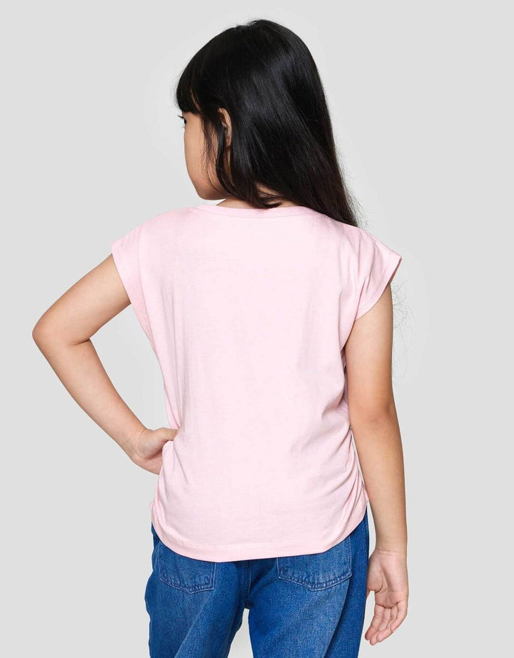 Little M Enzyme Serut Pinggir Polos Kaos Anak Perempuan