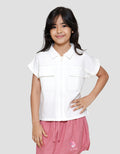 Little M Zipper Kantong Kargo Kemeja Anak Perempuan