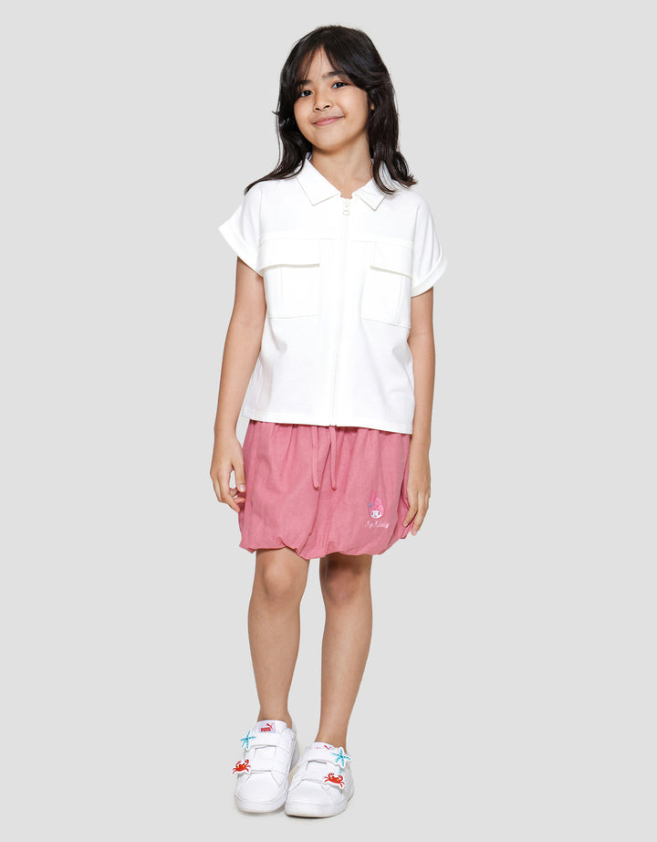 Little M Zipper Kantong Kargo Kemeja Anak Perempuan