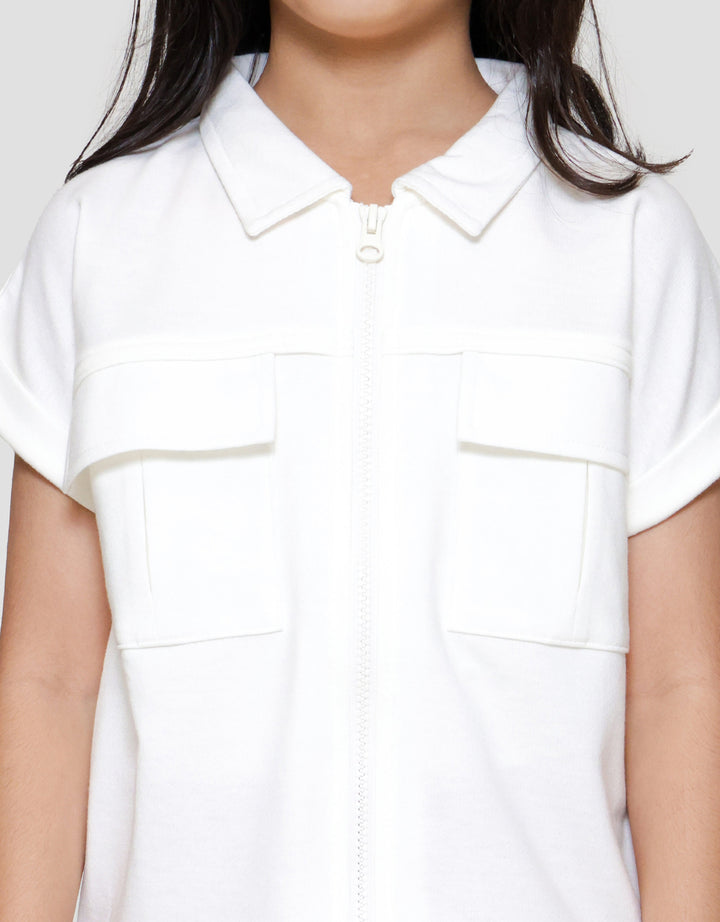 Little M Zipper Kantong Kargo Kemeja Anak Perempuan
