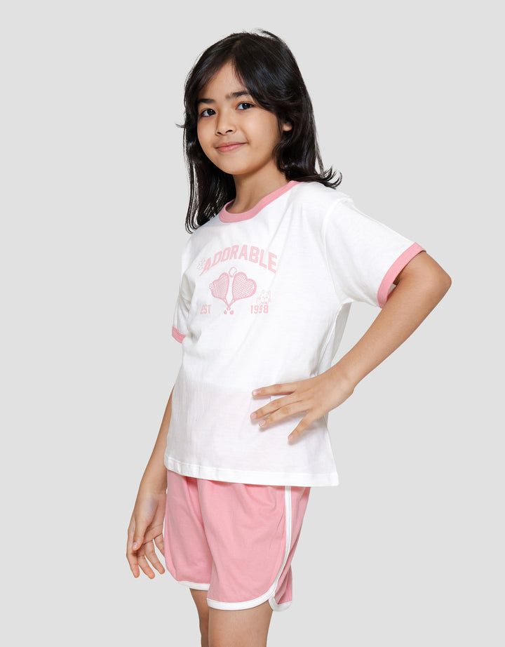 Little M Ringer Print Outline Kaos Anak Perempuan