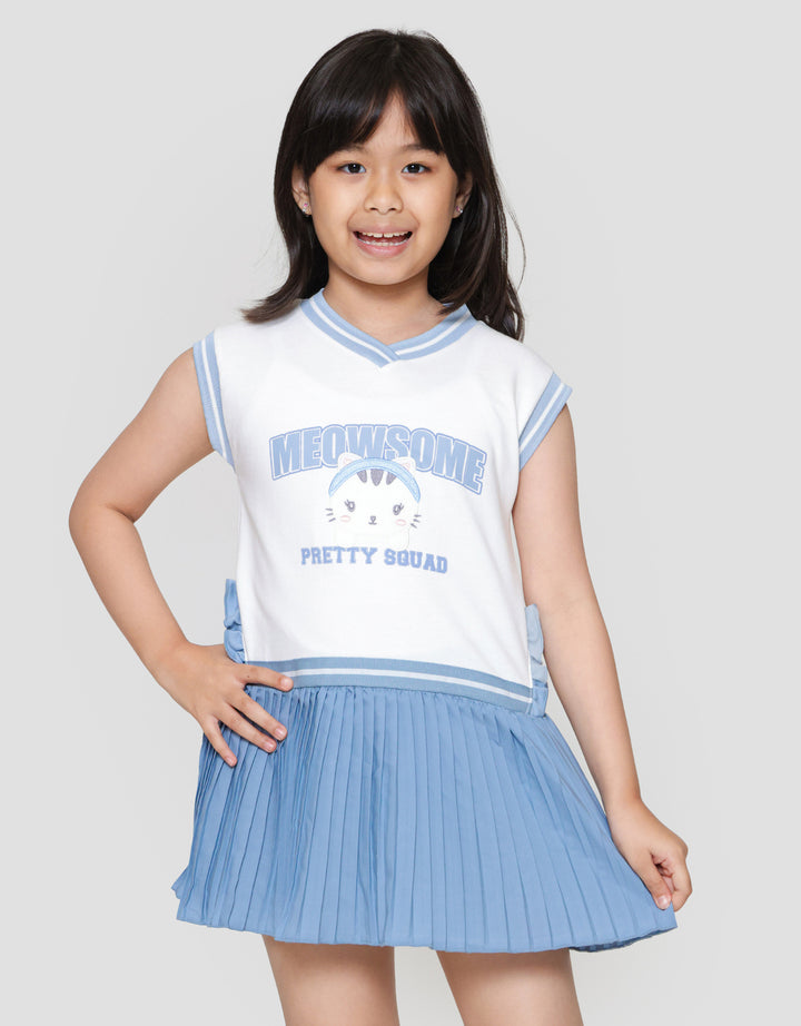 Little M Kombi Plisket Tas Midi Dress Anak Perempuan