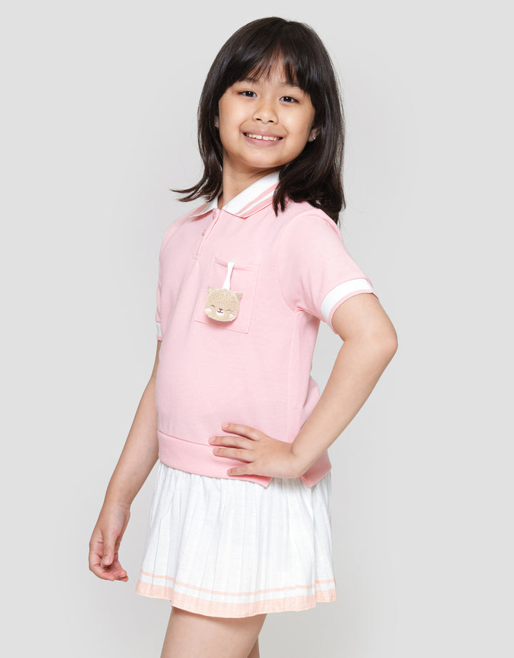 Little M Plisket Kantong Aplikasi Midi Dress Anak Perempuan