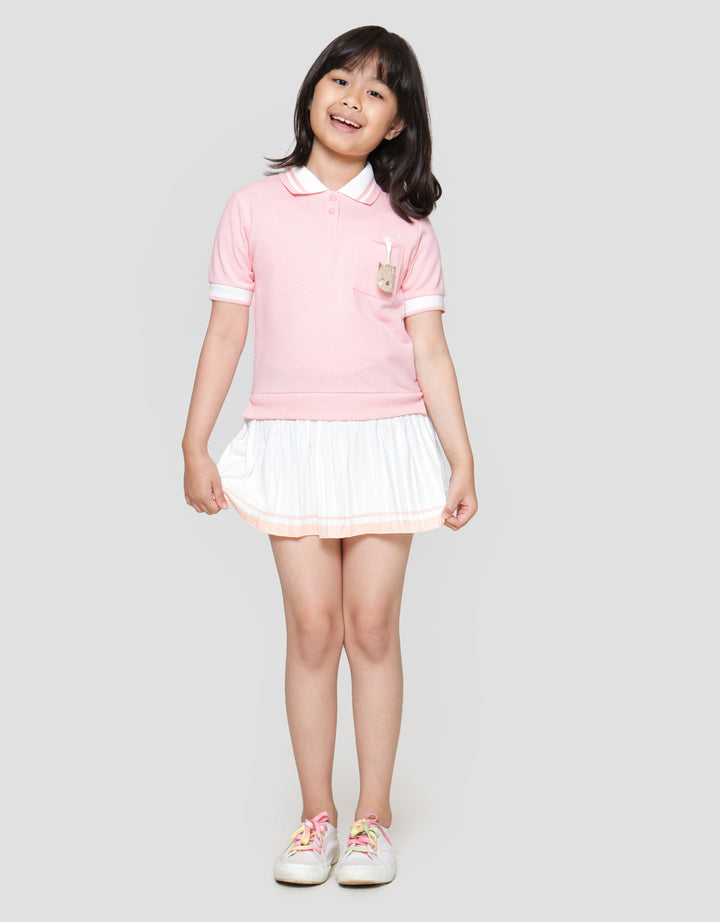 Little M Plisket Kantong Aplikasi Midi Dress Anak Perempuan