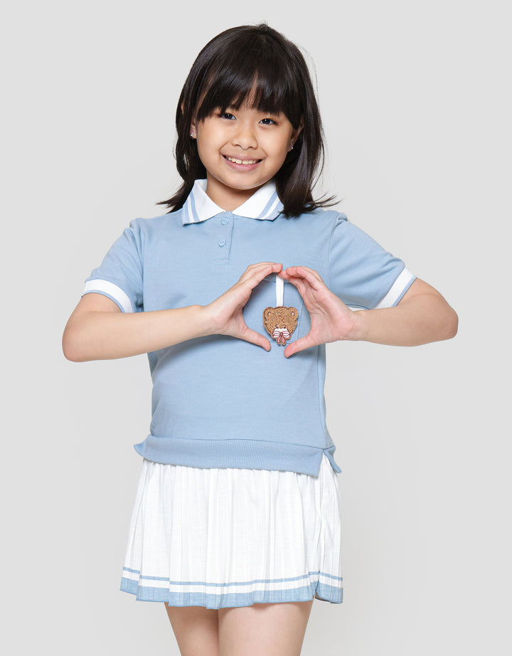 Little M Kombi Plisket Kantong Aplikasi Midi Dress Anak Perempuan