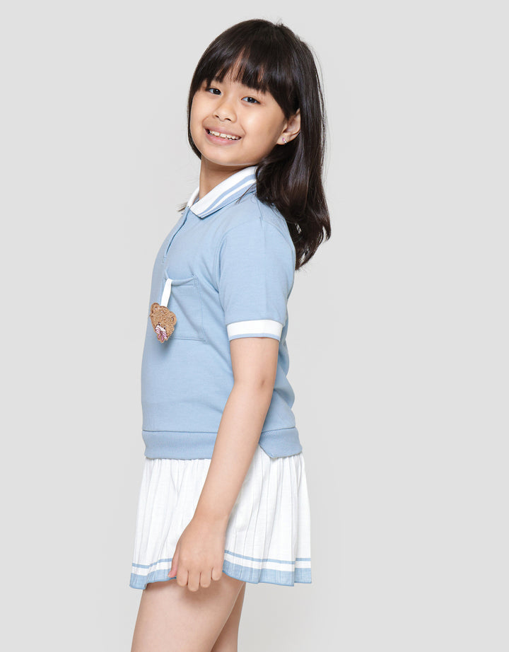 Little M Kombi Plisket Kantong Aplikasi Midi Dress Anak Perempuan