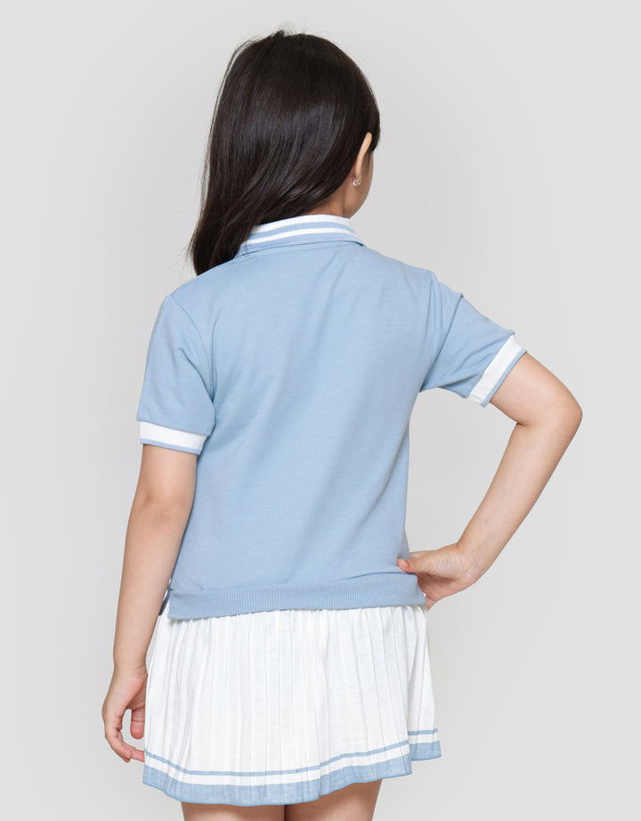 Little M Kombi Plisket Kantong Aplikasi Midi Dress Anak Perempuan