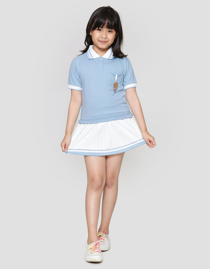 Little M Kombi Plisket Kantong Aplikasi Midi Dress Anak Perempuan