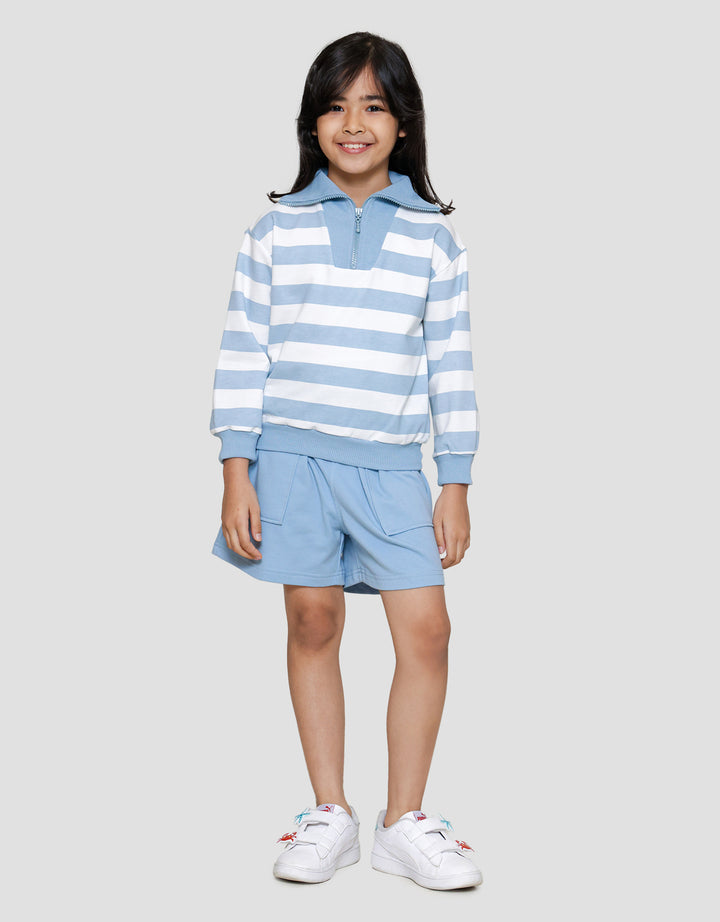 Little M Zipper Stripe Sweater Anak Perempuan