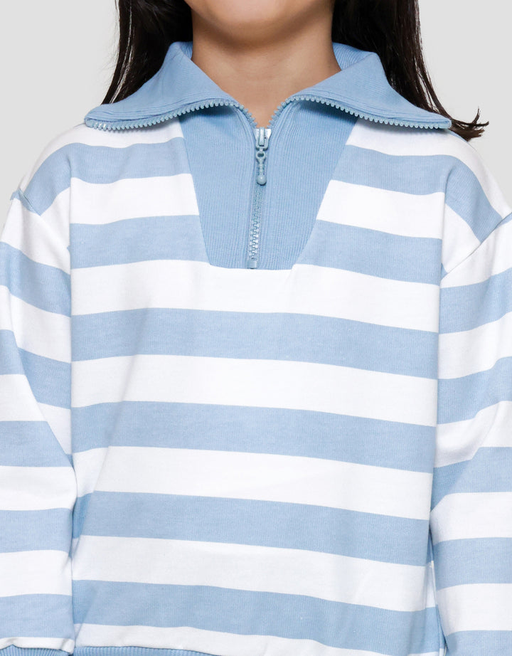 Little M Zipper Stripe Sweater Anak Perempuan