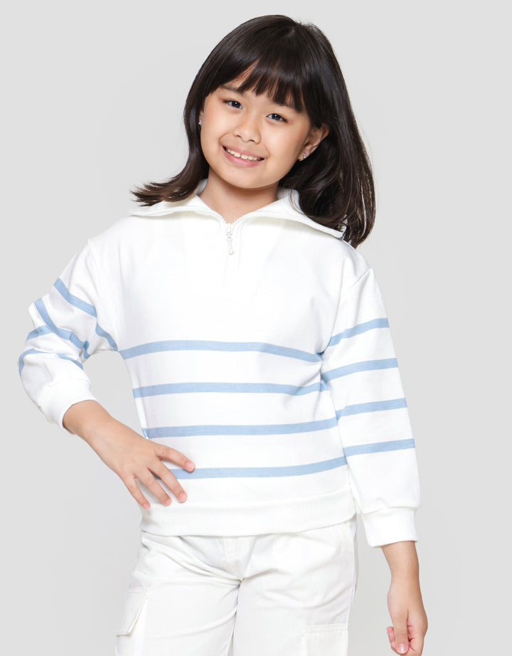 Little M Zipper Stripe Sweater Anak Perempuan